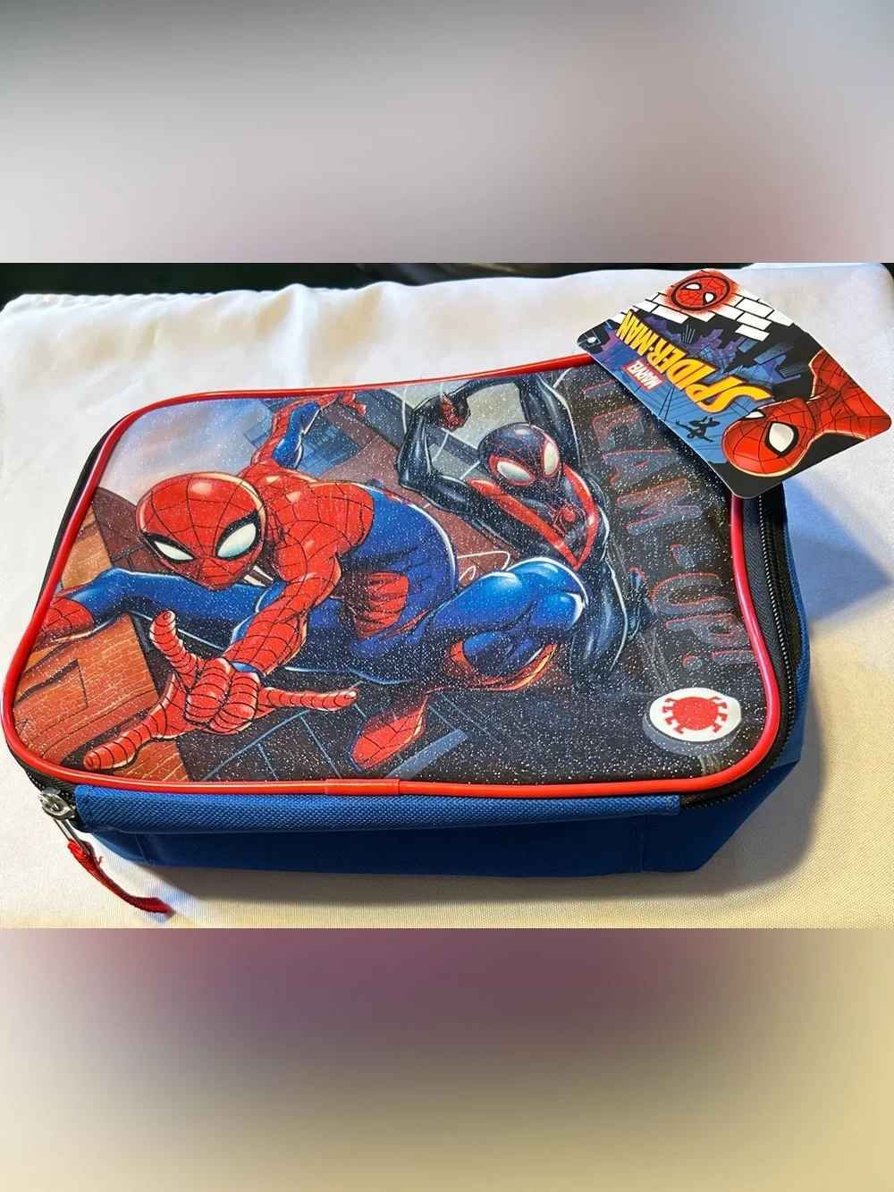 Hasbro Marvel Spiderman Mask, Headphones, Lunch Tote & Playing Card’s Bundle